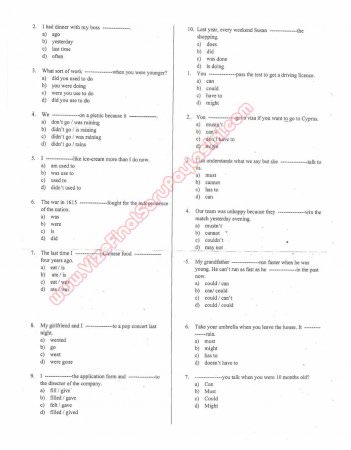 İngilizce Dersi Çıkmış Sorular -1