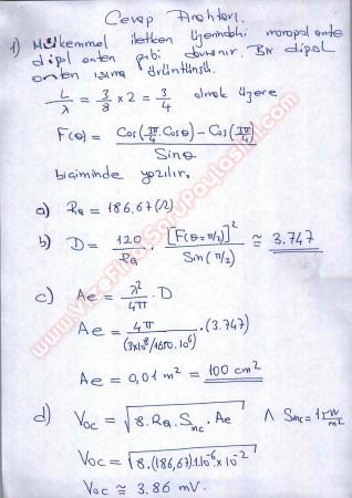Antenler Ve Yayılma Dersi Vize Soruları Ve Cevapları 2014