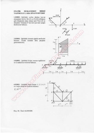 Statik Dersi 1. Vize Soruları - 2005