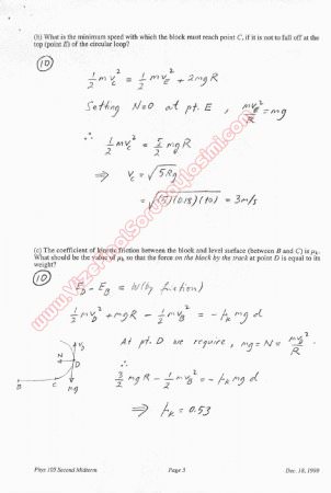 Physics-1 Second Midterm Questions and Solutions