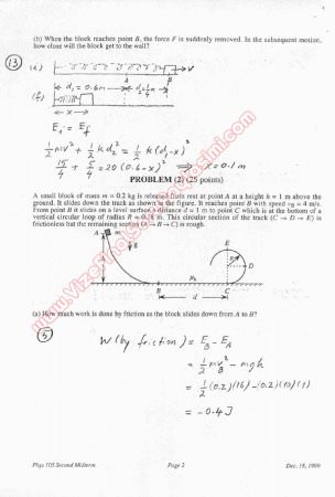 Physics-1 Second Midterm Questions and Solutions
