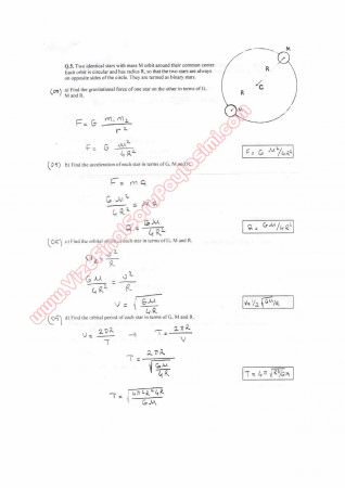 Physics-1 First Midterm Questions and Solutions Year 2000 Spring