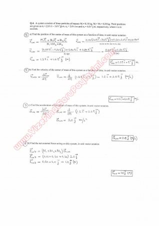 Physics-1 Second Midterm Questions and Solutions Year 2000 Spring