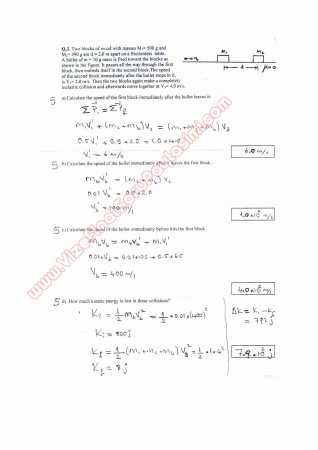 Physics-1 Second Midterm Questions and Solutions Year 2000 Spring