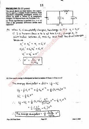 Physics-2 Final Questions and Solutions 2000