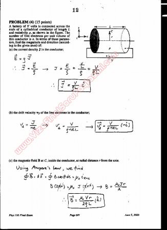 Physics-2 Final Questions and Solutions 2000