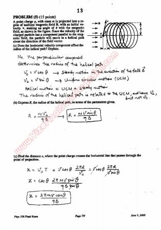 Physics-2 Final Questions and Solutions 2000