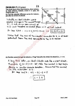 Physics-2 Final Questions and Solutions 2000