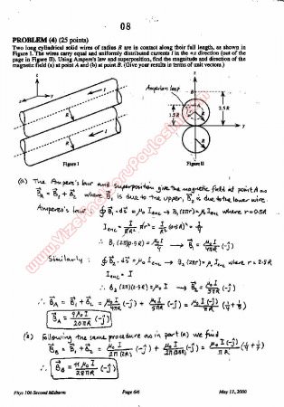 Physics-2 Second Midterm Questions and Solutions 2000
