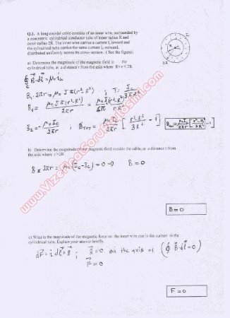 Physics-2 Second Midterm Questions and Solutions 2000