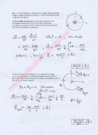 Physics-2 Second Midterm Questions and Solutions 2000