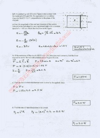 Physics-2 Second Midterm Questions and Solutions 2000