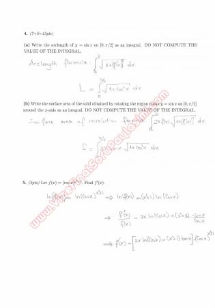 Calculus With Analytic Geometry Final Questions and Solutions Spring 2013