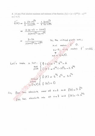 Calculus With Analytic Geometry First Midterm Questions and Solutions Summer 2013