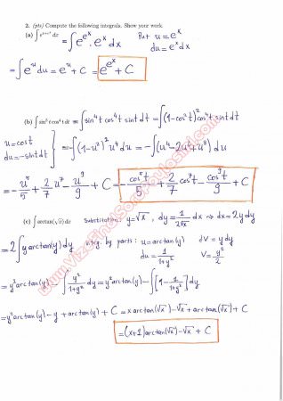 Calculus With Analytic Geometry Final Questions and Solutions Fall 2014