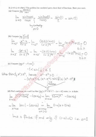 Calculus With Analytic Geometry First Midterm Questions and Solutions Fall 2014