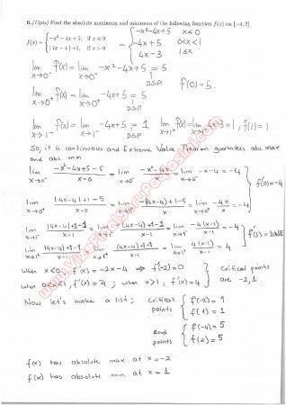 Calculus With Analytic Geometry First Midterm Questions and Solutions Fall 2014