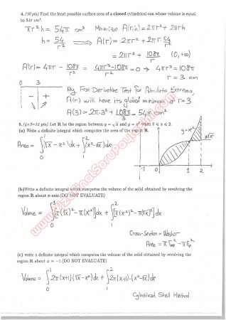 Calculus With Analytic Geometry Final Questions and Solutions Spring 2014