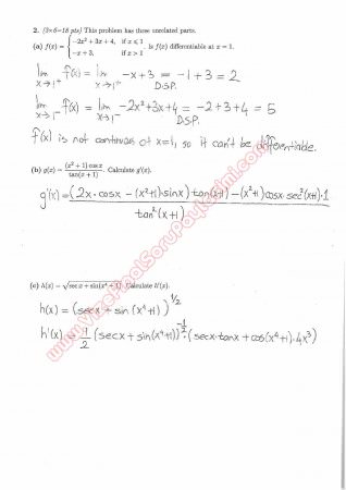 Calculus With Analytic Geometry First Midterm Questions and Solutions Spring 2014