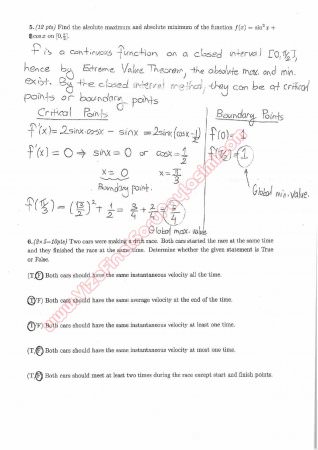 Calculus With Analytic Geometry First Midterm Questions and Solutions Spring 2014