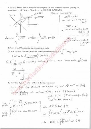 Calculus With Analytic Geometry Second Midterm Questions and Solutions Spring 2014