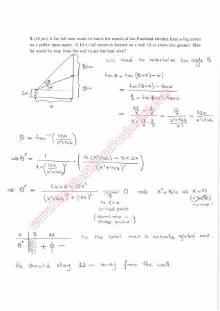 Calculus With Analytic Geometry Final Questions and Solutions Summer 2014