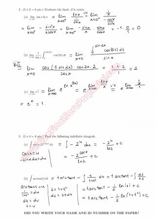 Calculus With Analytic Geometry Third Short Exam Questions and Solutions Summer 2014