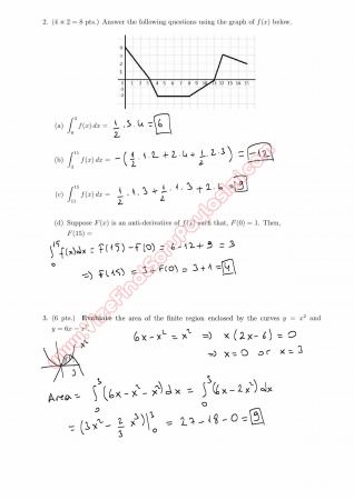 Calculus With Analytic Geometry Second Short Exam Questions and Solutions 2015
