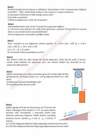 Fizik 1 Final Soruları ve Cevapları - Bozok Üniversitesi