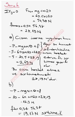Fizik 1 Final Soruları ve Cevapları - Bozok Üniversitesi