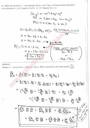 Calculus for Functions Of Several Variables First Midterm Exam Questions And Solutions Fall 2012