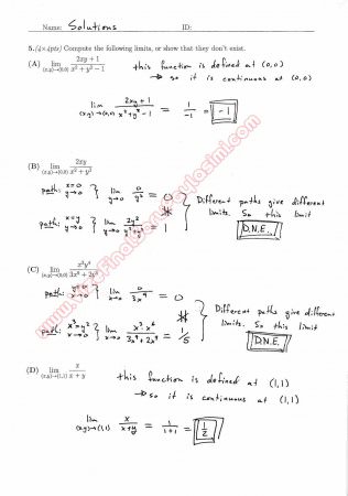 Calculus for Functions Of Several Variables First Midterm Exam Questions And Solutions Fall 2012