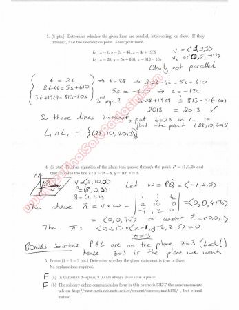 Calculus For Functions Of Several Variables First Short Exam Questions And Solutions Fall 2013