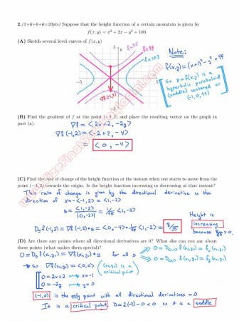 Calculus For Functions Of Several Variables Second Midterm Exam Questions And Solutions Fall 2013