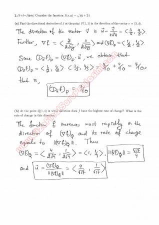 Calculus For Functions Of Several Variables Second Midterm Exam Questions And Solutions Fall 2014