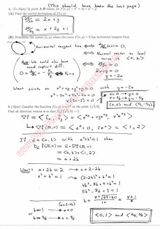 Calculus For Functions Of Several Variables First Midterm Exam Questions And Solutions Spring 2013