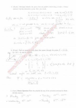 Calculus For Functions Of Several Variables First Short Exam Questions And Solutions Spring 2013