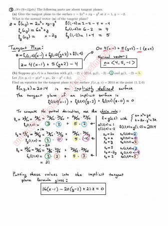 Calculus For Functions Of Several Variables First Midterm Exam Questions And Solutions Spring 2014