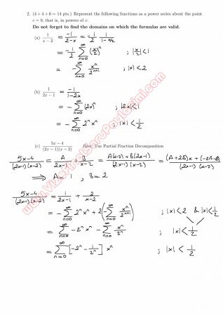 Calculus For Functions Of Several Variables Second Short Exam Questions And Solutions Spring 2014