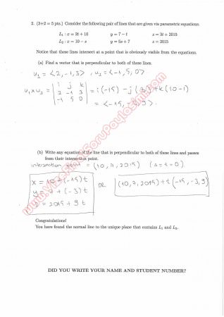 Calculus For Functions Of Several Variables First Short Exam Questions And Solutions Summer 2015