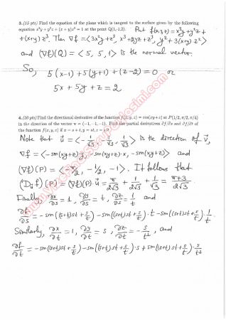 Calculus For Functions Of Several Variables Midterm Exam Questions And Solutions Summer 2015