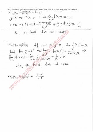 Calculus For Functions Of Several Variables Midterm Exam Questions And Solutions Summer 2015