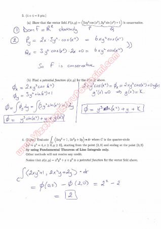 Calculus For Functions Of Several Variables Second Short Exam Questions And Solutions Summer 2015