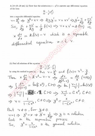 Introduction To Differential Equations First Midterm Exam Questions And Solutions