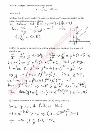 Introduction To Differential Equations First Midterm Exam Questions And Solutions