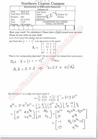 Introduction To Differential Equations Second Midterm Exam Questions And Solutions 2013