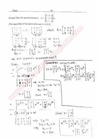 Differential Equations Second Midterm Exam Questions And Solutions Fall 2014