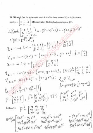 Differential Equations Second Midterm Exam Questions And Solutions Summer 2014