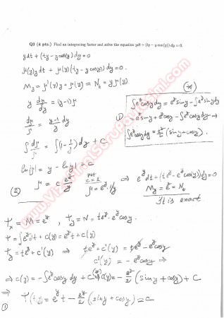 Differential Equations First Short Exam Questions And Solutions 2015
