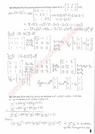 Differential Equations Midterm Exam Questions And Solutions 2015